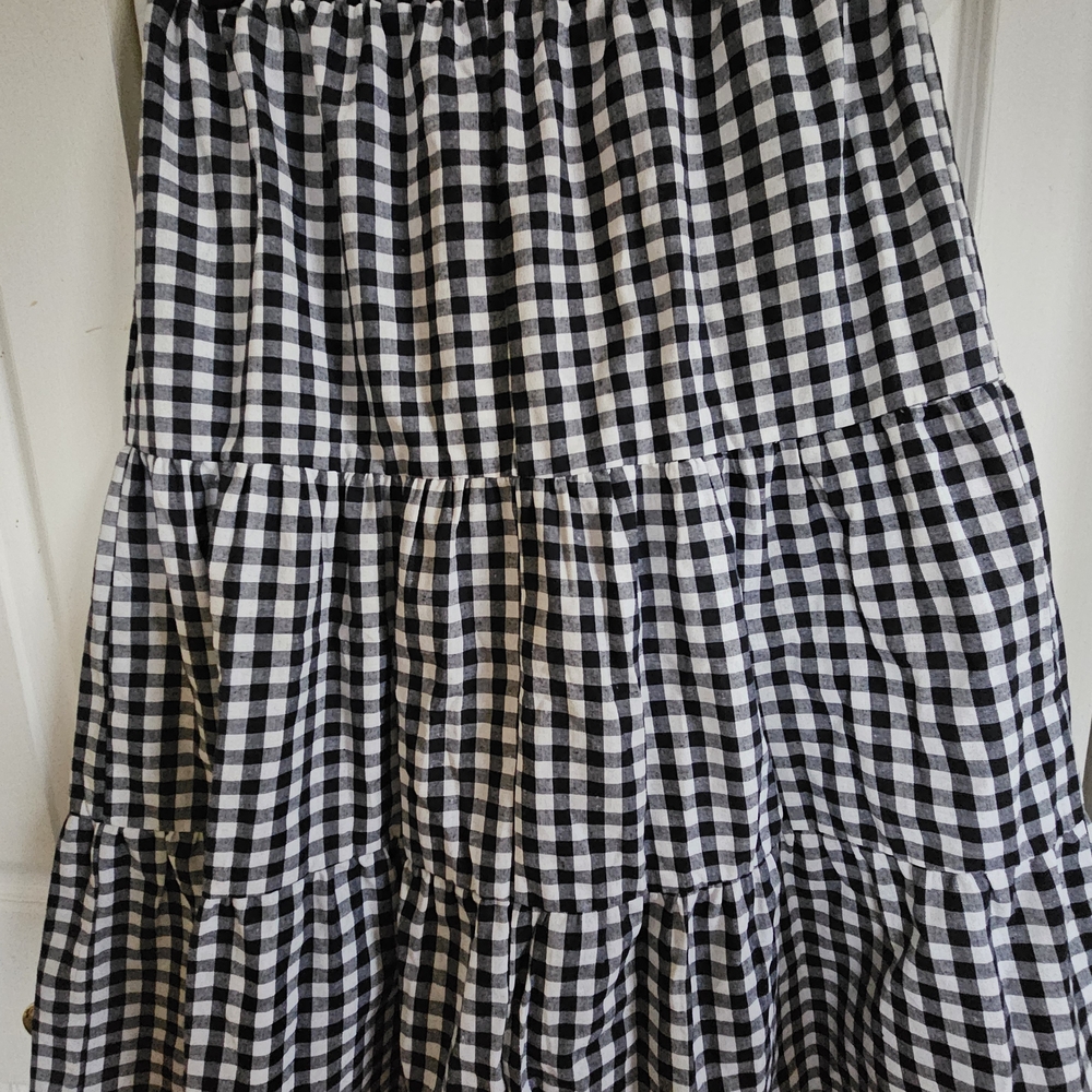Cider - Woven High Rise Gingham Tiered Midi Skirt - Picture 3 of 6